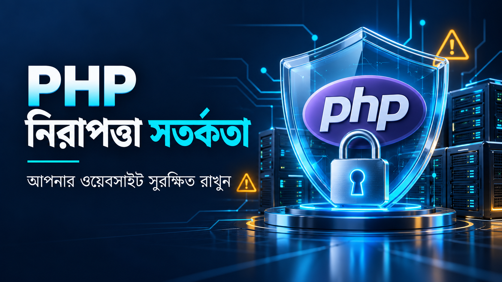 নিরাপত্তা সতর্কতা ও ওয়েবসাইট সুরক্ষার প্রতীকী চিত্র।